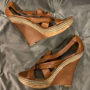 White House Black Market Leather Wedges